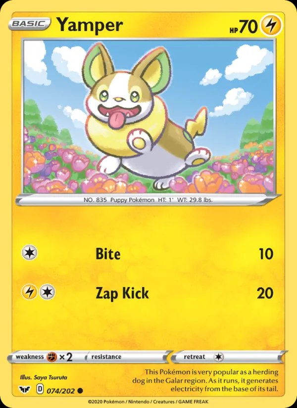 Yamper - 074/202 (#58 Pikachu Stamped)