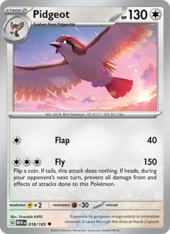 Pidgeot [Flap | Fly] 카드 이미지 — 참고 이미지입니다. 정확한 판본·그림·언어는 아직 확인되지 않았습니다.