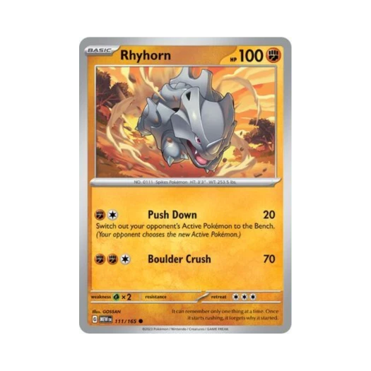 Pokemon TCG Rhyhorn C Scarlet & Violet 151 (English Ver.)