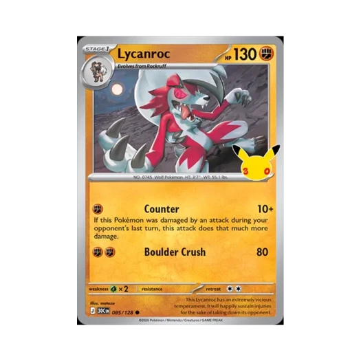 Pokemon TCG Lycanroc C 30th Celebration (English Ver.)
