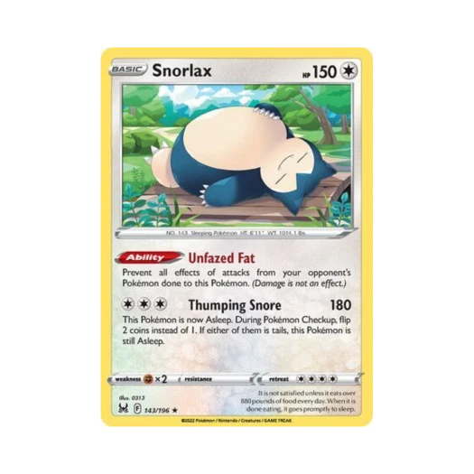 Pokemon TCG Snorlax RH Lost Origin (English Ver.)