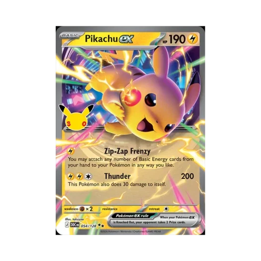 포켓몬 TCG 피카츄 ex RR 30주년 기념 (영문판)