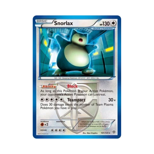 Pokemon TCG Snorlax R Plasma Storm (English Ver.)