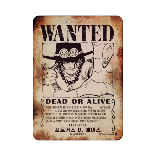 One Piece TCG Portgas D. Ace Wanted SEC-SPC OP13-119 Booster Pack Carrying on His Will (Korean Ver.)