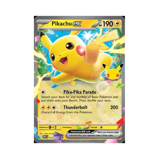 Pokemon TCG Pikachu ex RR 30th Celebration (English Ver.)