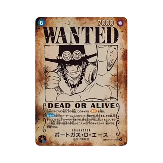 One Piece TCG Portgas D. Ace Wanted SEC-SPC OP13-119 Booster Pack Carrying on His Will (Japanese Ver.)