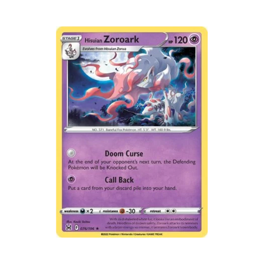 Pokemon TCG Hisuian Zoroark RH Lost Origin (English Ver.)