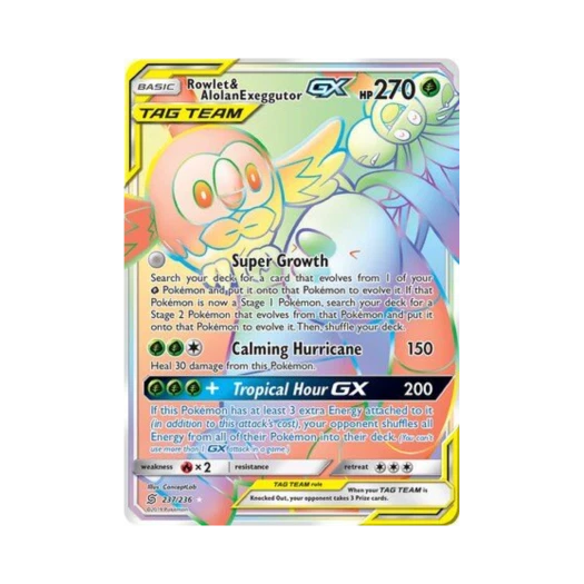 포켓몬 TCG 나몰빼미 & 알로라 나시 GX RR 유니파이드 마인즈 (영문판)