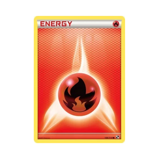포켓몬 TCG 기본 불꽃 에너지 C 블랙 & 화이트 (영문판)