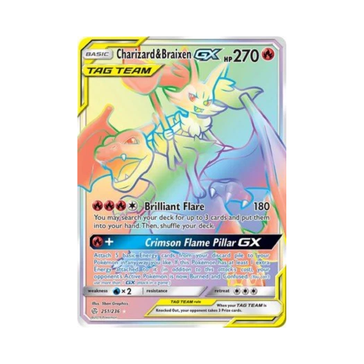 Pokemon TCG Charizard & Braixen GX RR Cosmic Eclipse (English Ver.)