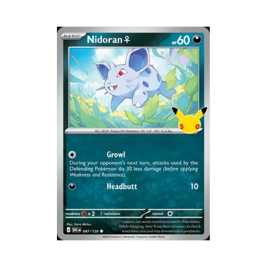 포켓몬 TCG 니드런 ♀ C 30주년 기념 (영문판)