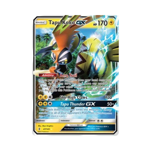 Pokemon TCG Tapu Koko GX RHG Guardians Rising (English Ver.)